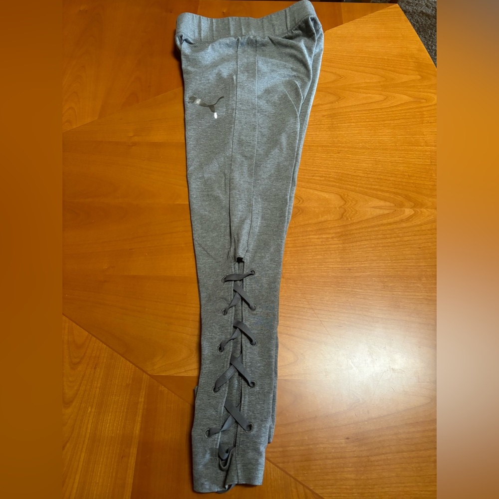 PUMA Gray yoga pants with braided leg